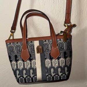 Stylish Brown and Blue Crossbody Bag
